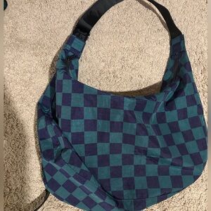 Baggu Large Crescent-Navy/Green Check
